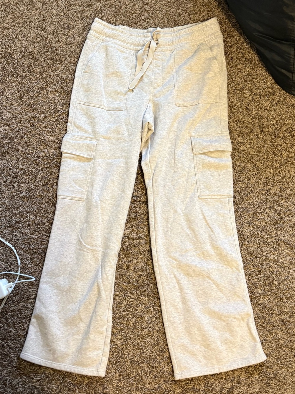 Calvin Klein Cream Wide-Leg Cargo Track Pants